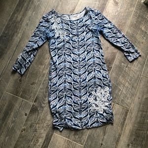 Lilly Pulitzer blue white navy 3/4 dress xs
